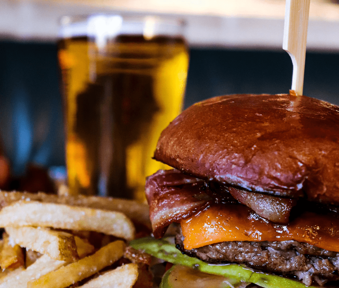 burger at dive bar